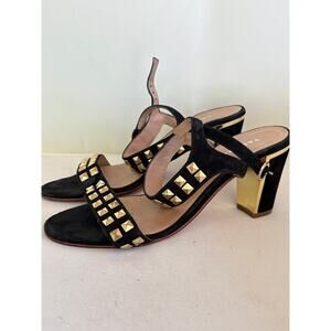 Vanilla Moon Stud Heels 38 8 Black Gold Sandals Glam Cocktail